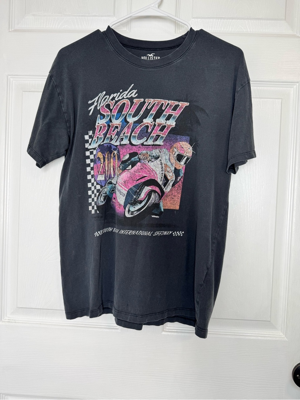 Hollister Black Graphic 'Florida South Beach' Motorcycle Tee